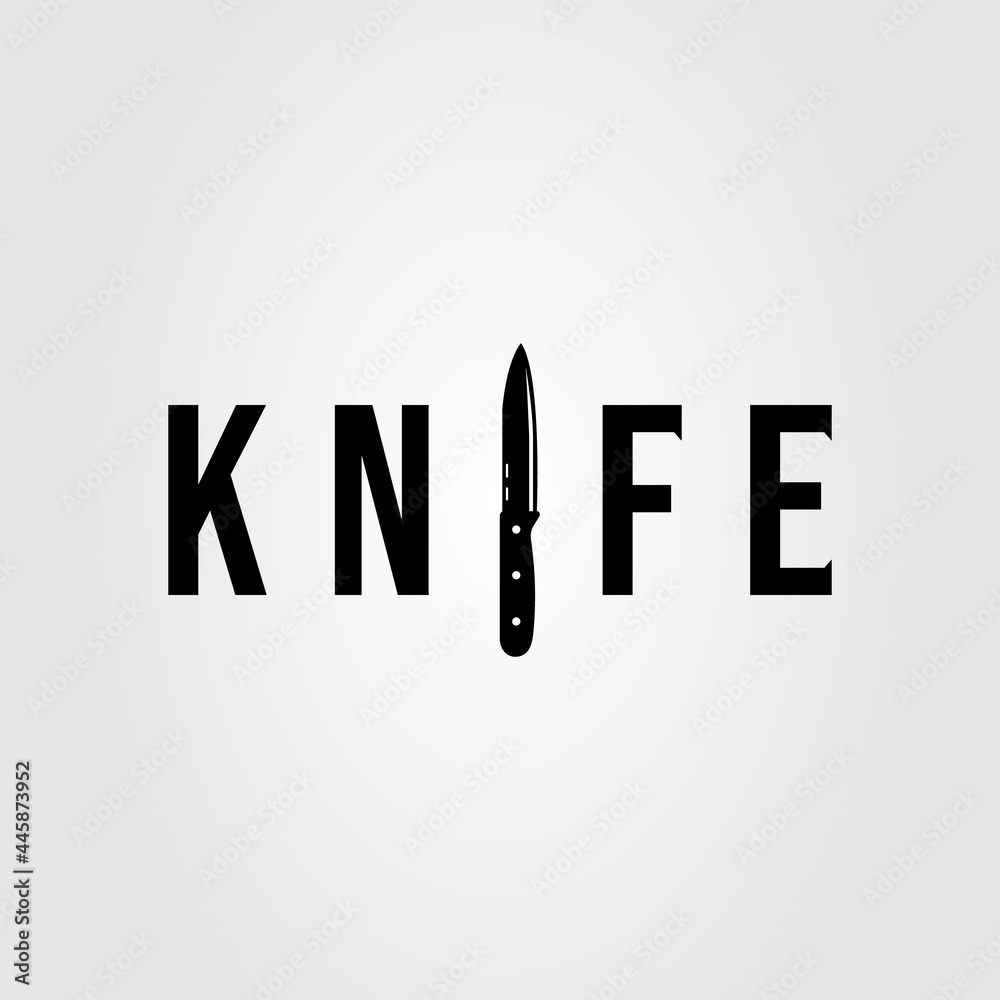 Obraz premium sharp knife logotype or typography logo vector illustration design