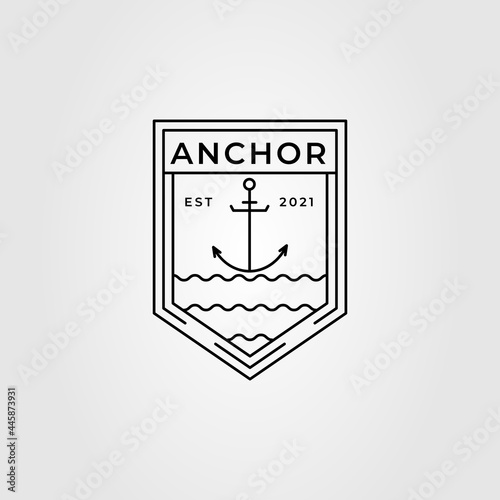 minimalist anchor or nautical line art logo vector illustration design photo