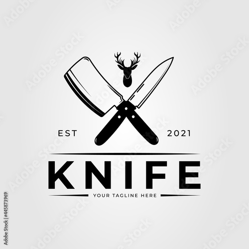 butcher and cleaver knife logo vector illustration design