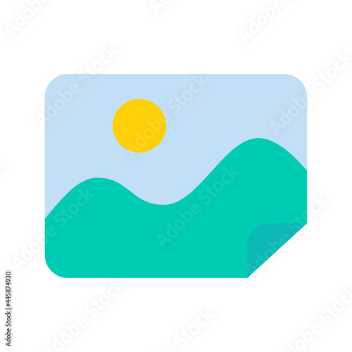 Image vector. Simple mountain landscape photo. Adding photos to the album.