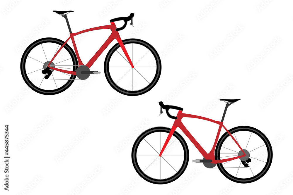 Fototapeta premium A modern sports bike, city bike or gravel bike. A multi-speed bike for adults. Flat illustration isolated on white.