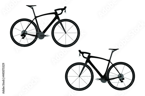 A modern sports bike, city bike or gravel bike. A multi-speed bike for adults. Vector flat illustration isolated on white.