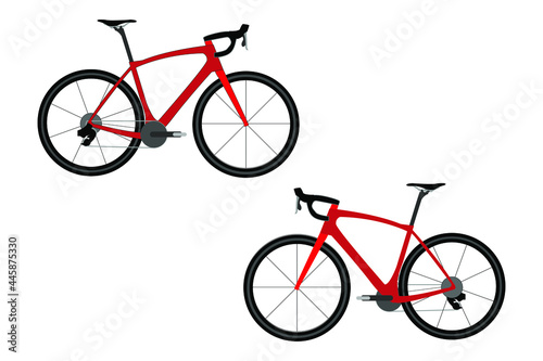Fototapeta Naklejka Na Ścianę i Meble -  A modern sports bike, city bike or gravel bike. A multi-speed bike for adults. Vector flat illustration isolated on white.