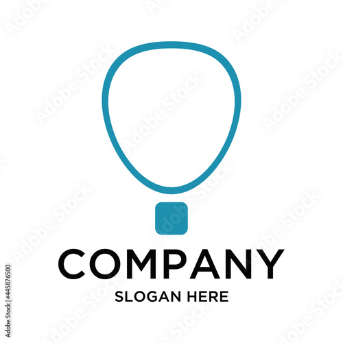 simple hot air balloon logo design with line vector graphic