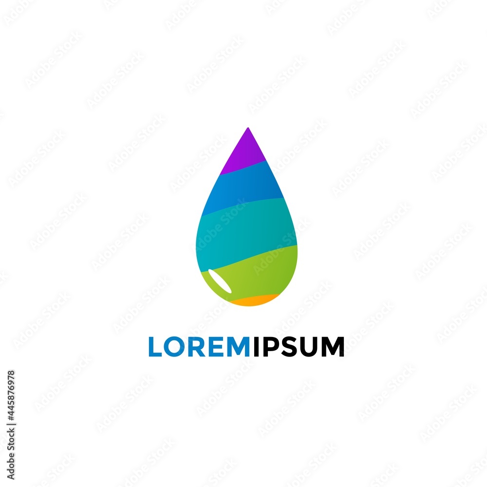 Water drop with colorful logo