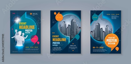 Business Leaflet Brochure Flyer template Design Set. Abstract Speech Bubbles