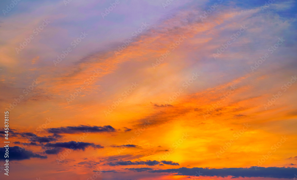 high resolution replacement sky - golden hour cloudy sunset sky