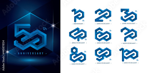Set of 10 to 100 Anniversary logotype design, Years Celebrate Anniversary Logo