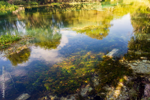 On the banks of the river Tirino. Clear, transparent water. A beautiful landscape in the province of L'Aquila in Abruzzo © Claudio Quacquarelli