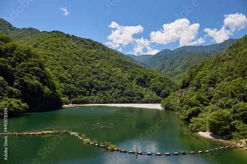 7月半ば（夏）、片桐ダムと松川湖 長野県 松川町