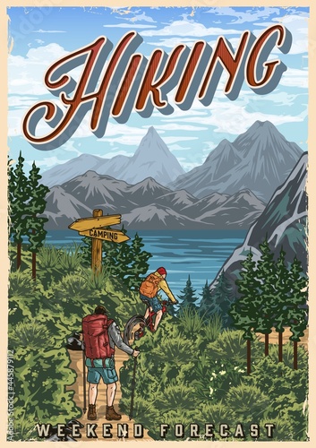 Summer adventure colorful vintage poster