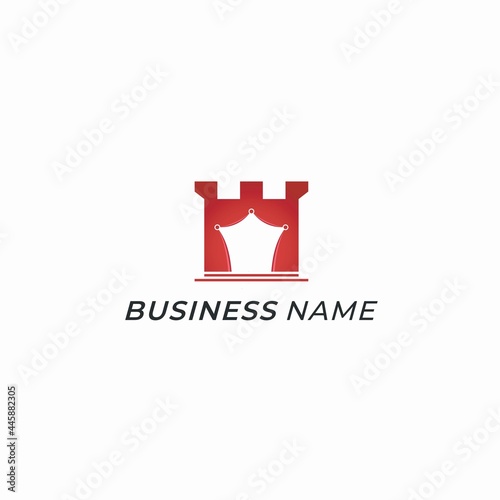 logo design curtains and castle tower