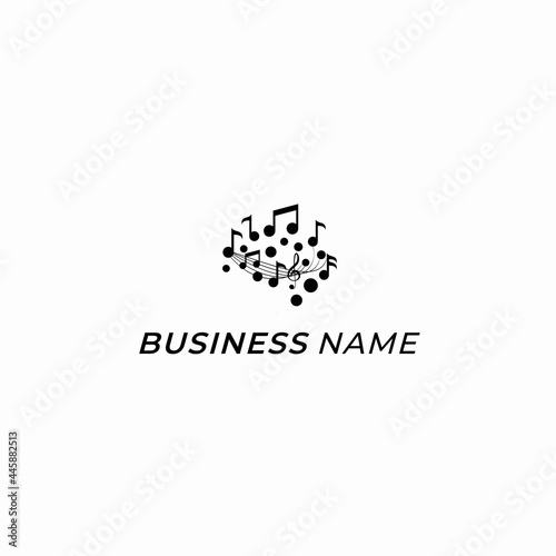 logo design music note and brain