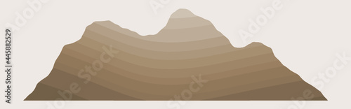 Brown layered mountain. Syncline. Geological structure.