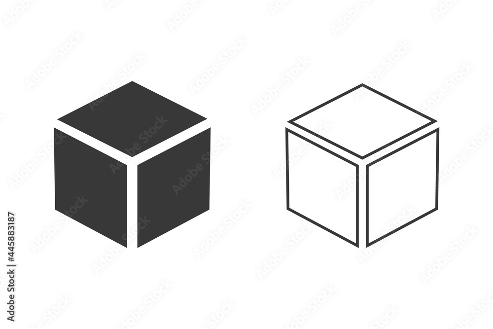 Cube vector in flat style icon set Cube vector in flat style icon set