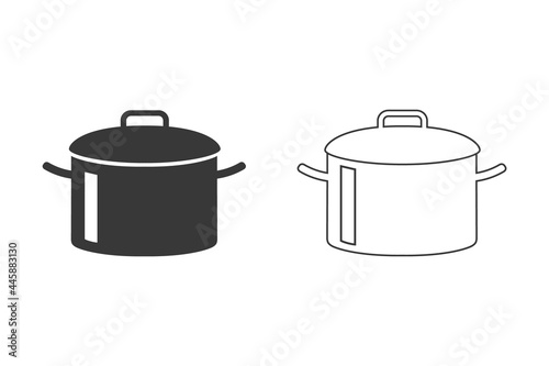 Cooking pot or stockpot stock pot flat vector icon set for cooking