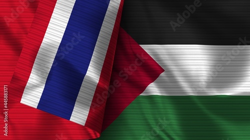 Palestine and Thailand Realistic Flag – Fabric Texture 3D Illustration