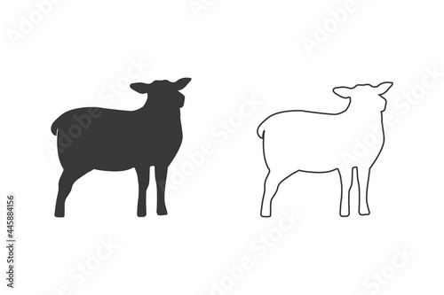 Lamb silhouette isolated on white background. Lamb or Sheep icon set. Vector illustration