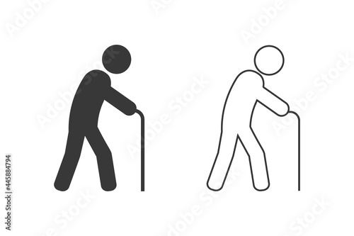 Old man icon set flat vector illustration