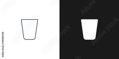 Glass vodka. Two types of images. Contour line art in flat style. Silhouette wine glasses on a black background. Restaurant alcoholic illustration for celebration design. Beverage outline icon