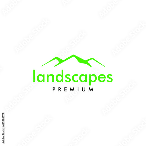 Minimalist Landscape Mountain Green Logo Design