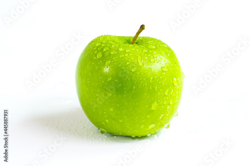 Green apple isolated on a white background.