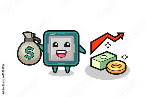 processor illustration cartoon holding money sack