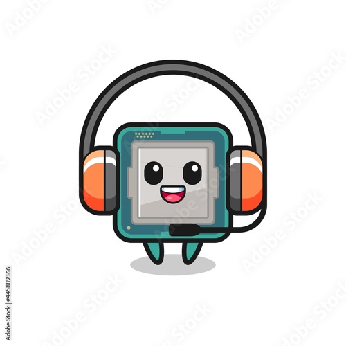 Cartoon mascot of processor as a customer service