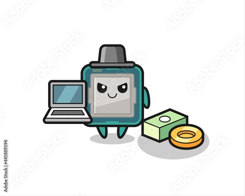 Mascot Illustration of processor as a hacker