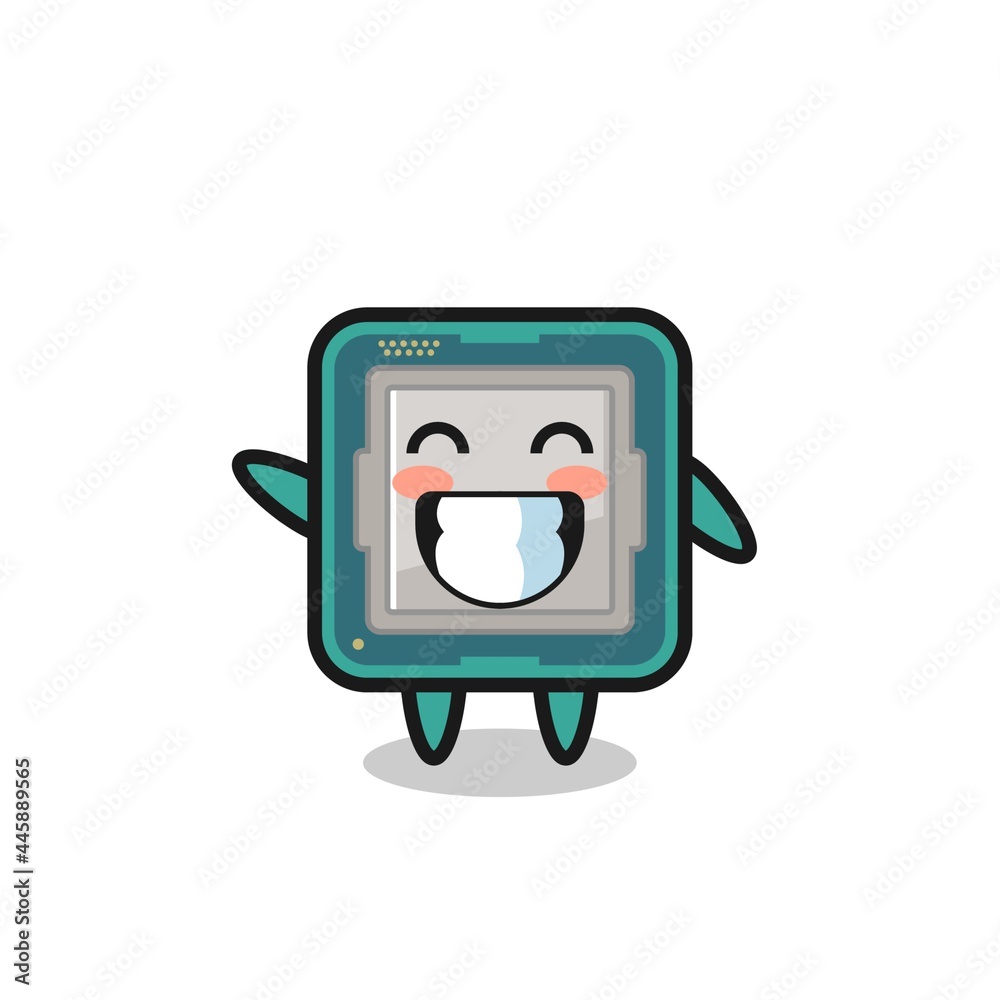 processor cartoon character doing wave hand gesture processor cartoon character doing wave hand gesture
