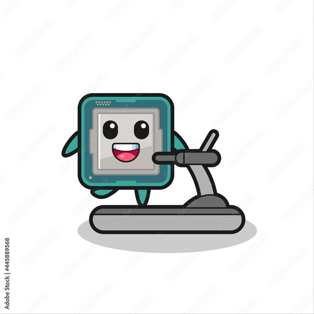 processor cartoon character walking on the treadmill processor cartoon character walking on the treadmill