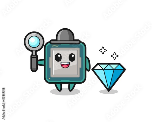 Illustration of processor character with a diamond