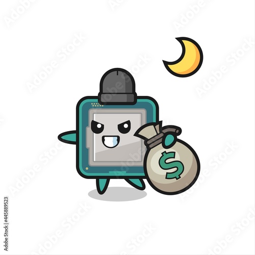 Illustration of processor cartoon is stolen the money