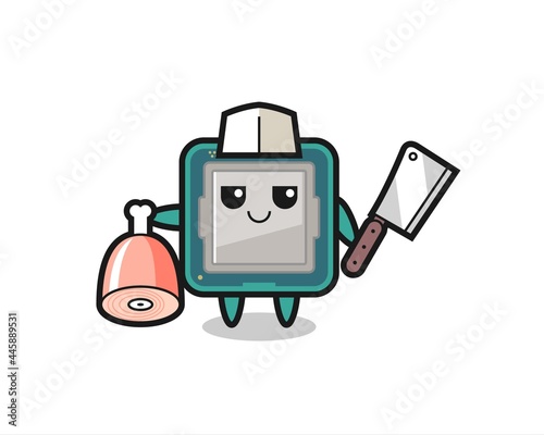 Illustration of processor character as a butcher