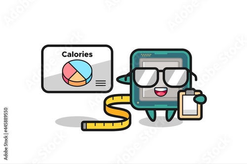 Illustration of processor mascot as a dietitian