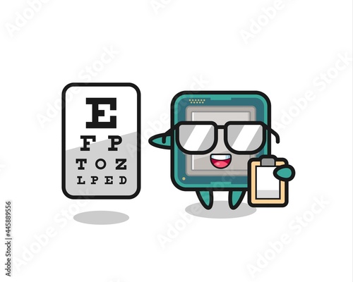 Illustration of processor mascot as an ophthalmology