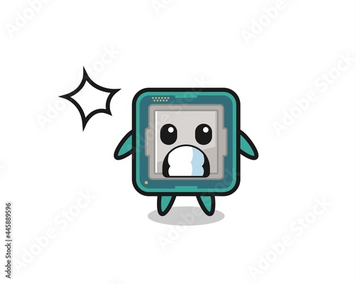 processor character cartoon with shocked gesture
