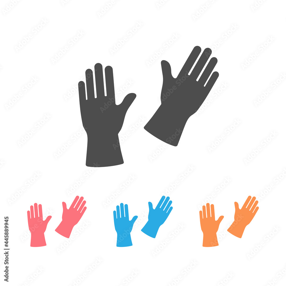 Gloves flat style icon set design, Cleaning service wash home hygiene equipment domestic interior housework and housekeeping theme Vector illustration Gloves flat style icon set design, Cleaning service wash home hygiene equipment domestic interior housework and housekeeping theme Vector illustration
