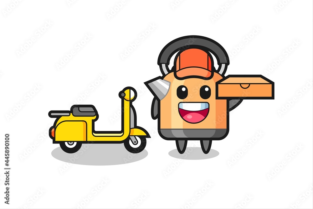Character Illustration of kettle as a pizza deliveryman Character Illustration of kettle as a pizza deliveryman