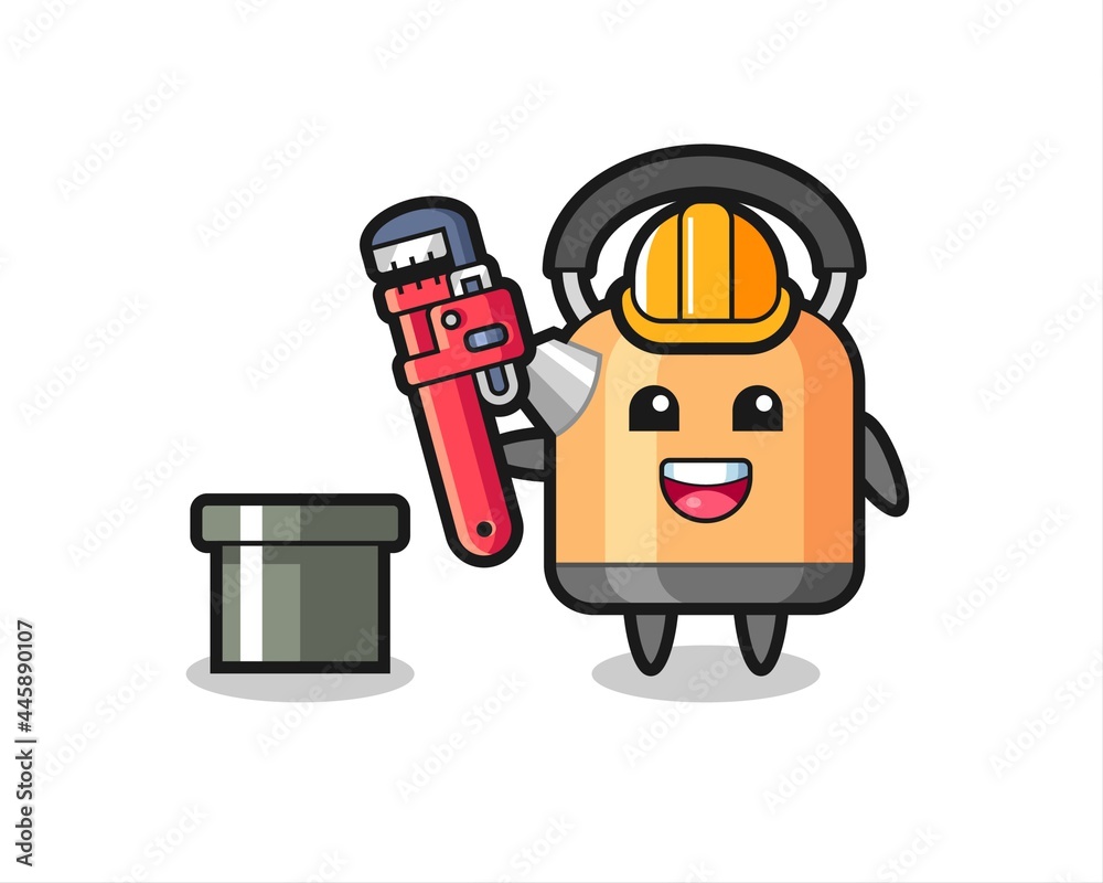 Character Illustration of kettle as a plumber Character Illustration of kettle as a plumber
