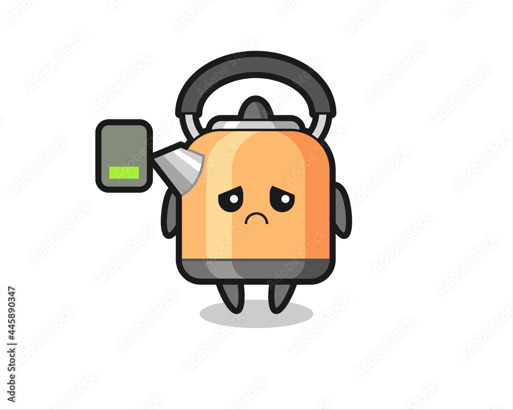 kettle mascot character doing a tired gesture kettle mascot character doing a tired gesture
