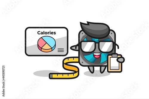 Illustration of computer fan mascot as a dietitian