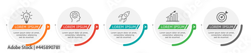Business infographic Vector with 5 steps. Used for presentation,information,education,connection,marketing, project,strategy,technology,learn,brainstorm,creative,growth,abstract,stairs,idea,text,work.