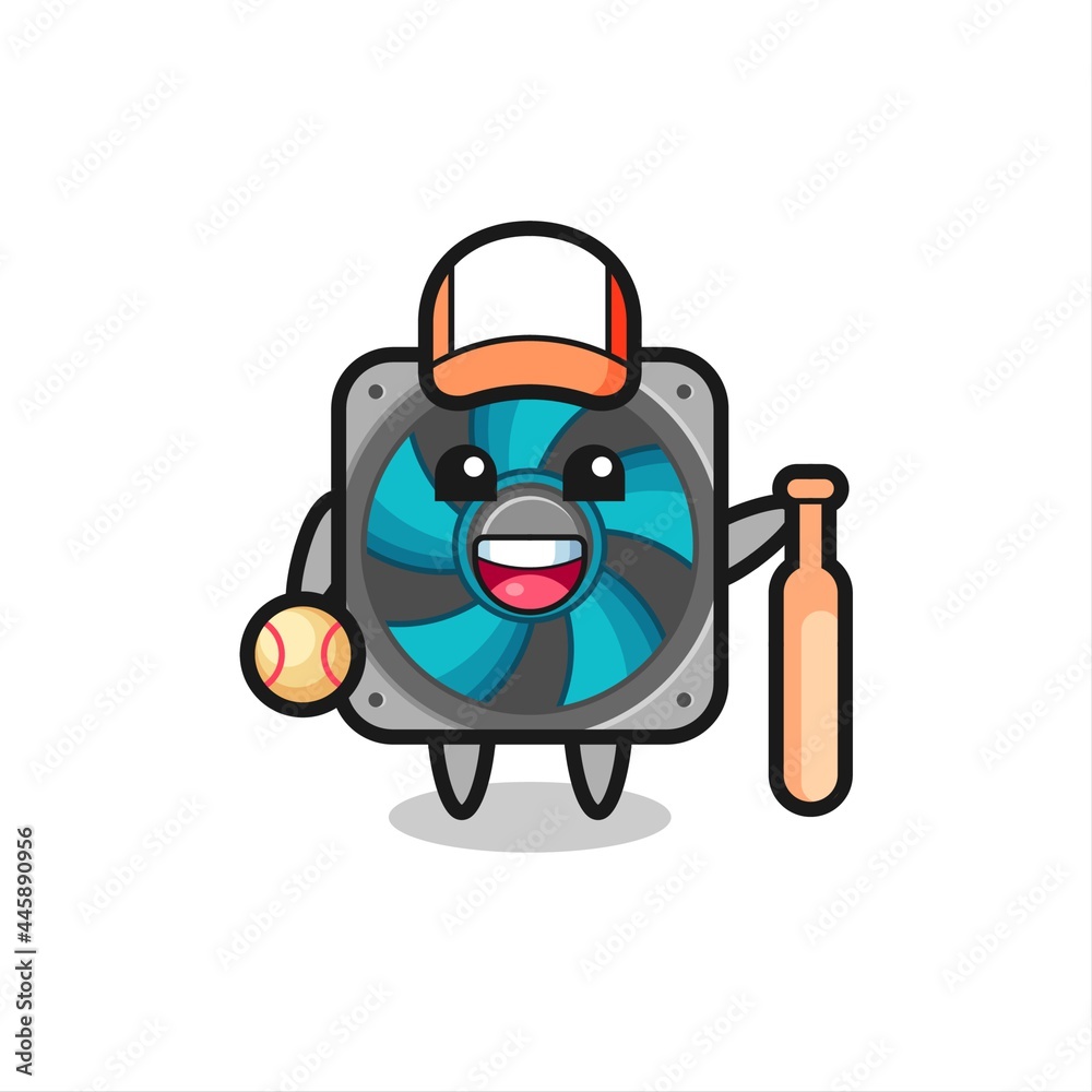 Cartoon character of computer fan as a baseball player Cartoon character of computer fan as a baseball player