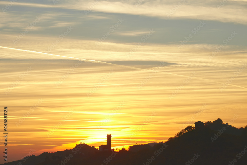 Sunset over Valdobbiadene valley