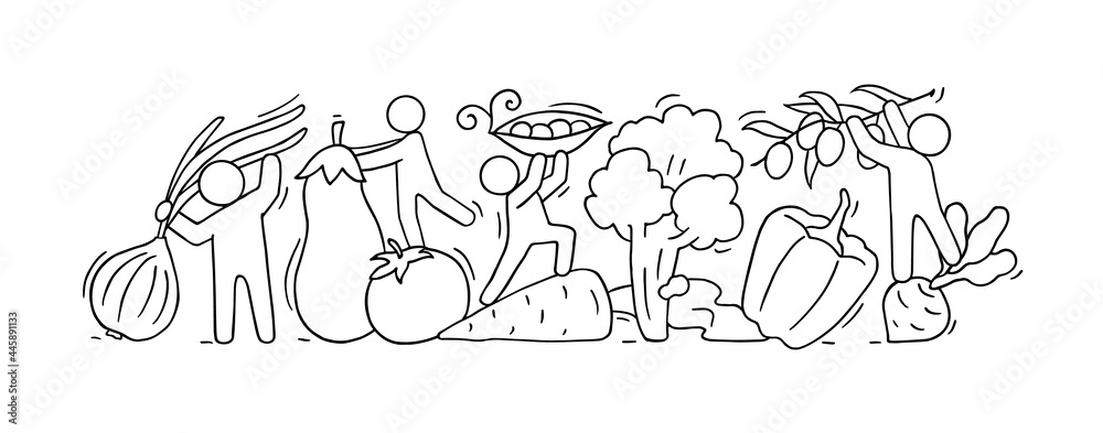 Fototapeta premium Happy people with frash vegetables.