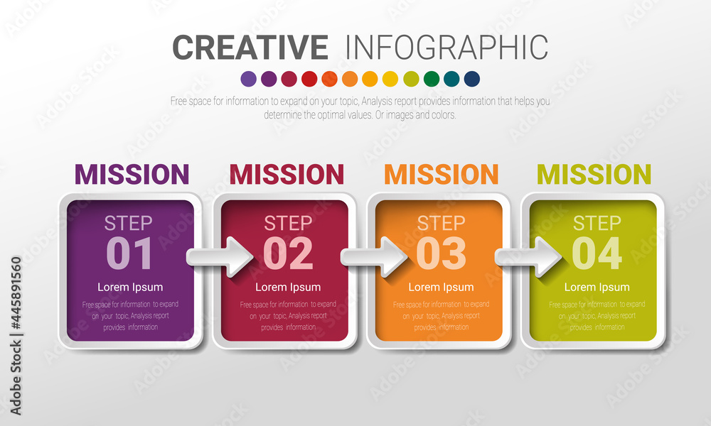 Infographics layout with 4 steps, workflow history with diagram ,presentation and graph. Infographics layout with 4 steps, workflow history with diagram ,presentation and graph.