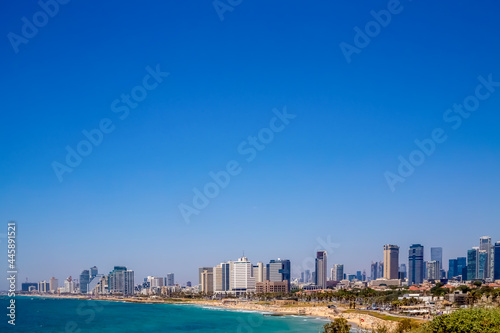 Tel Aviv, Israel - June 27, 2021: Tel Aviv view from Jaffa on a sunny day