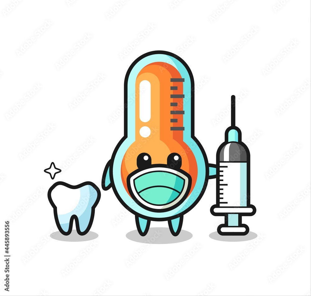 Mascot character of thermometer as a dentist Mascot character of thermometer as a dentist