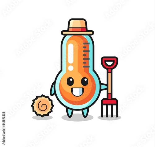 Mascot character of thermometer as a farmer